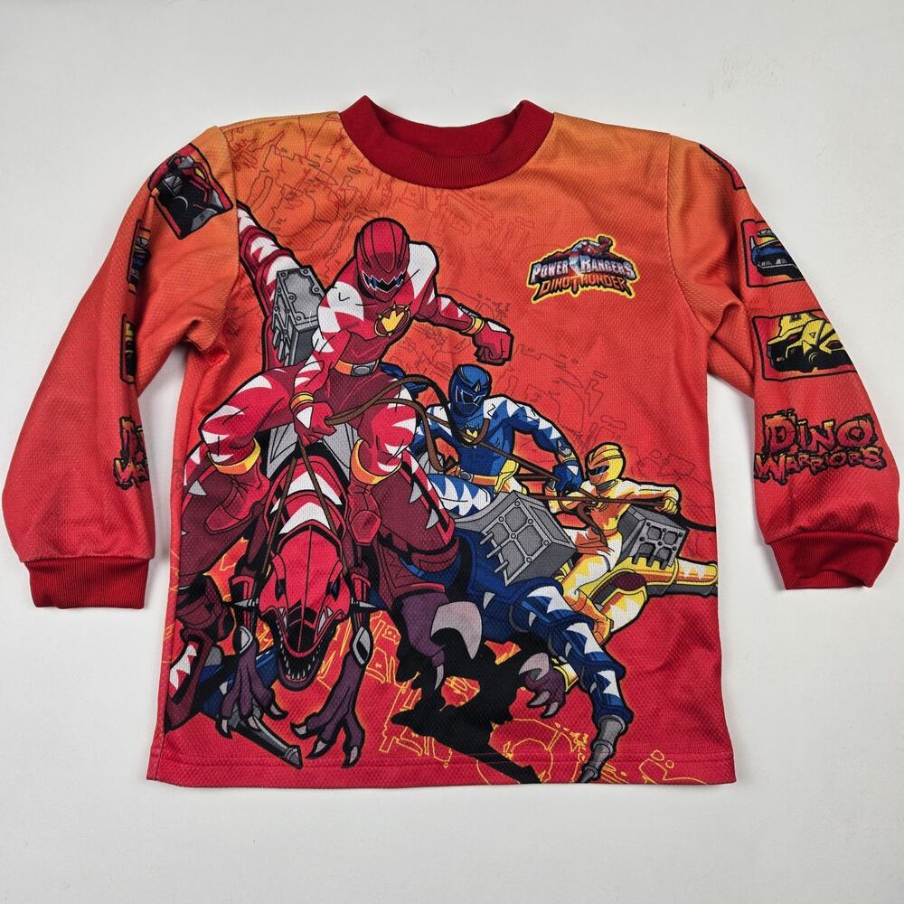 Power Rangers Dino Thunder Vintage 2004 Knit Jersey Long Sleeve Shirt Top Kids 7